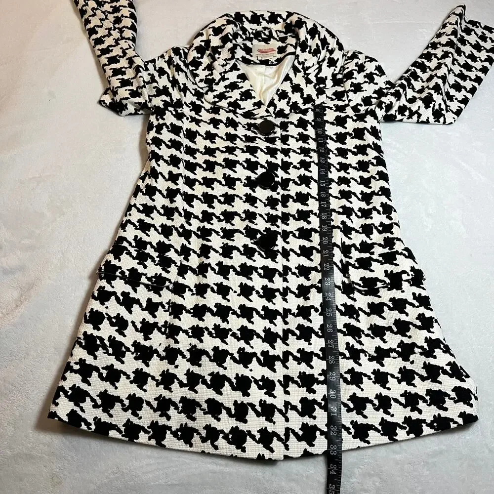 Kate Spade Houndstooth A-Line Button Up Coat Size S Holidays Preppy Classic - Picture 10 of 16